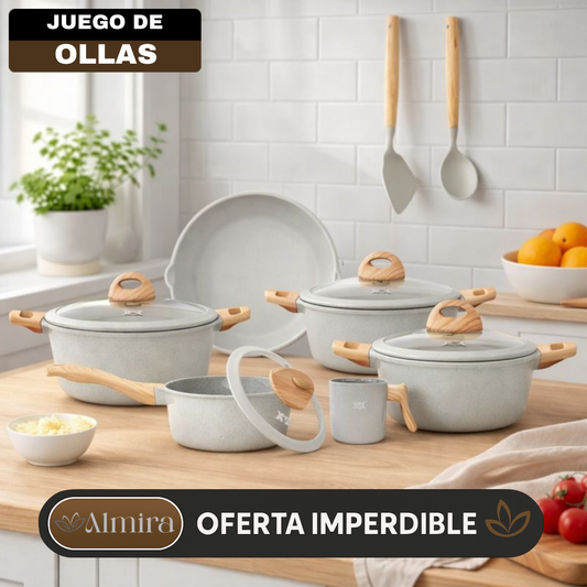 Juego de Ollas Imperial™ en Cerámica Premium con Tapas de Vidrio Templado