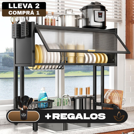 Organizador de Cocina Multifuncional en Acero Inoxidable + REGALO: Kit de Utensilios